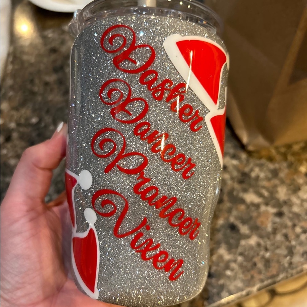 Handmade Reindeer Tumbler with Straw